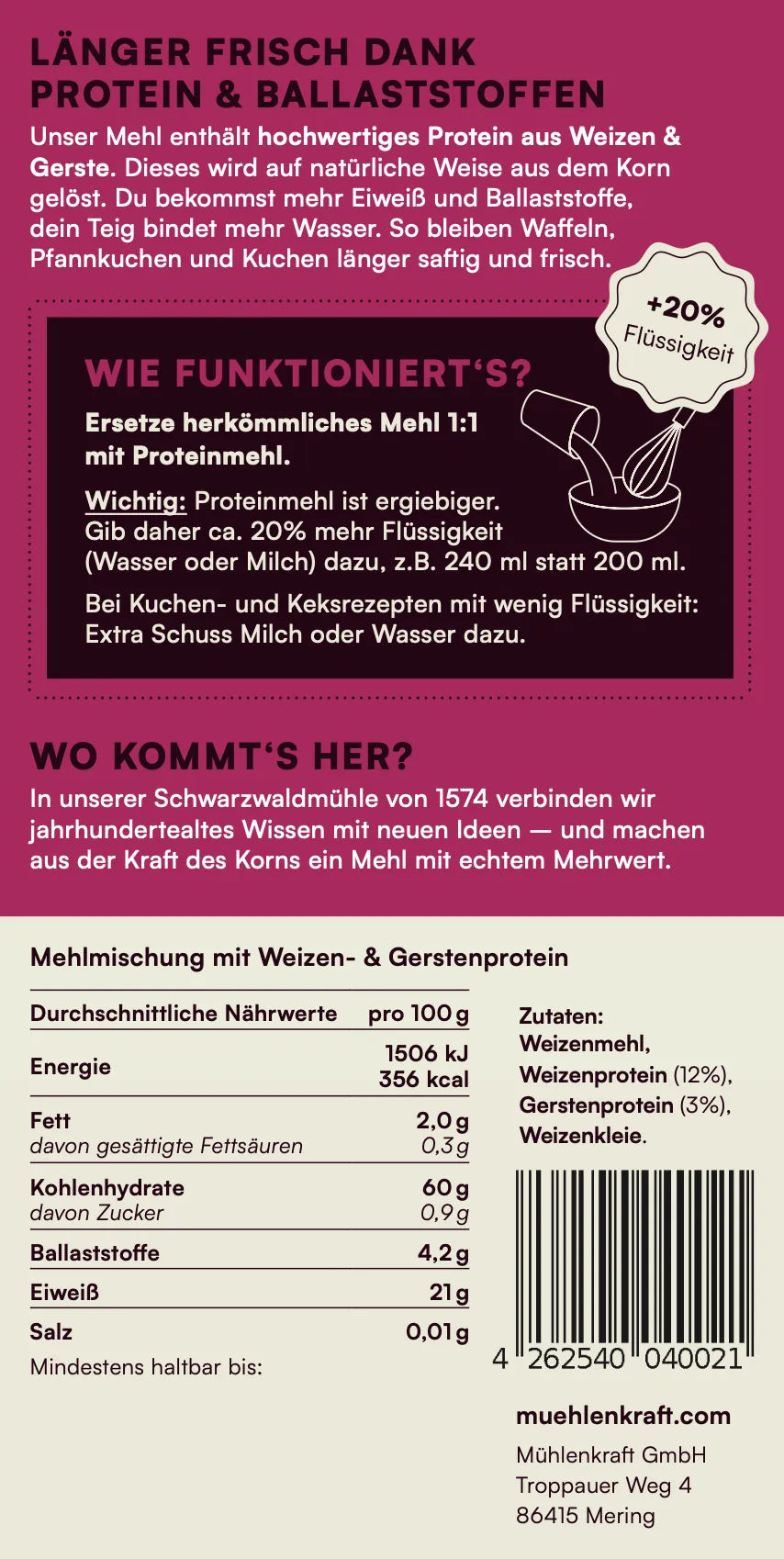 Proteinmehl für Kuchen