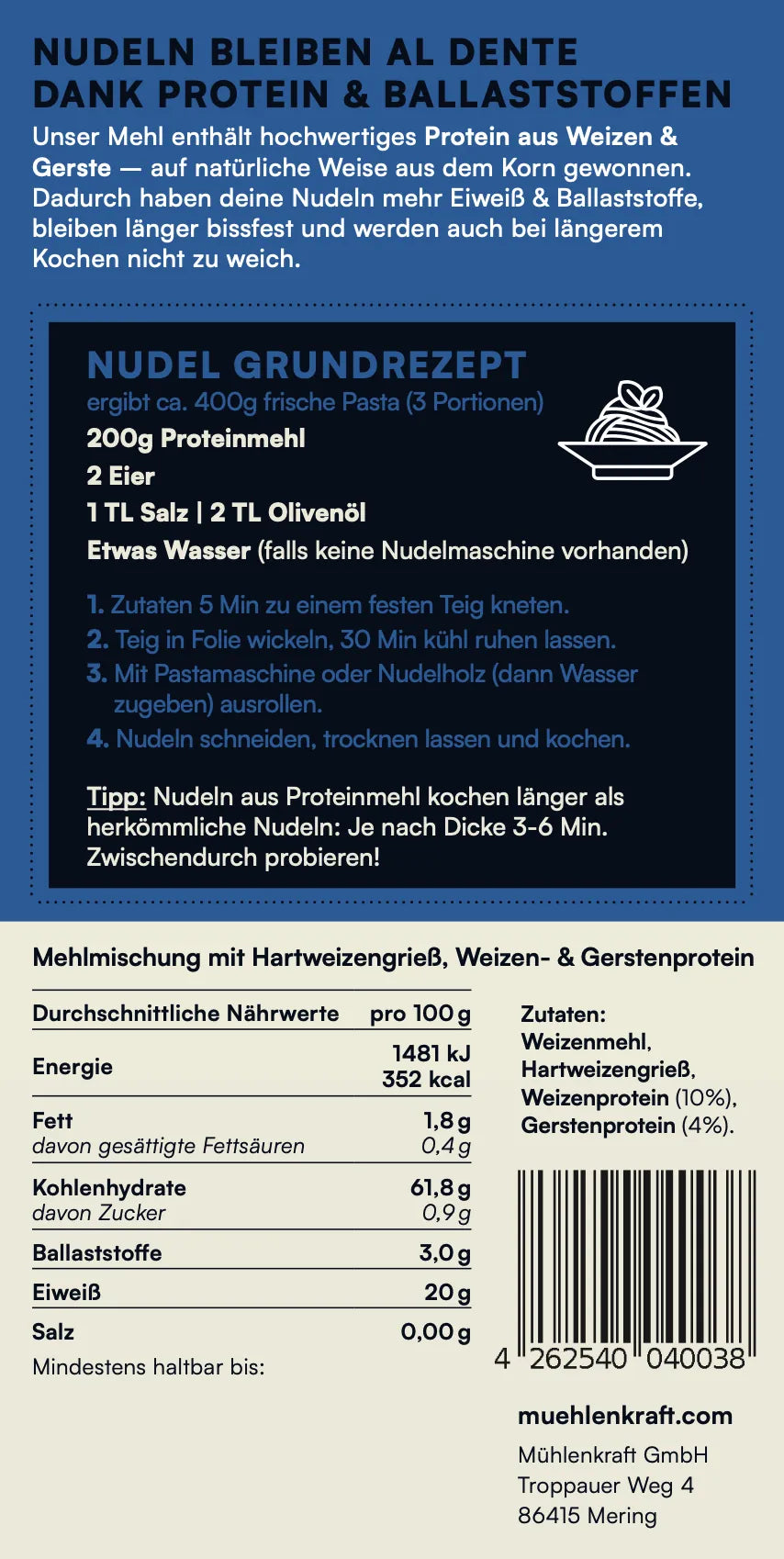 Proteinmehl für Pasta