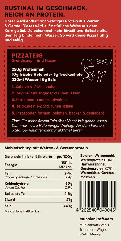 Proteinmehl für Pizza